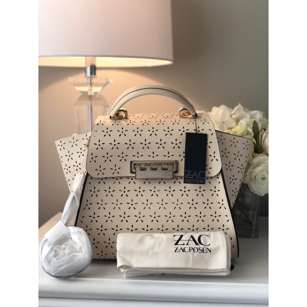 NWT Zac Posen Feminine Lasercut Eartha Floral Ivory Purse - Picture 7 of 13